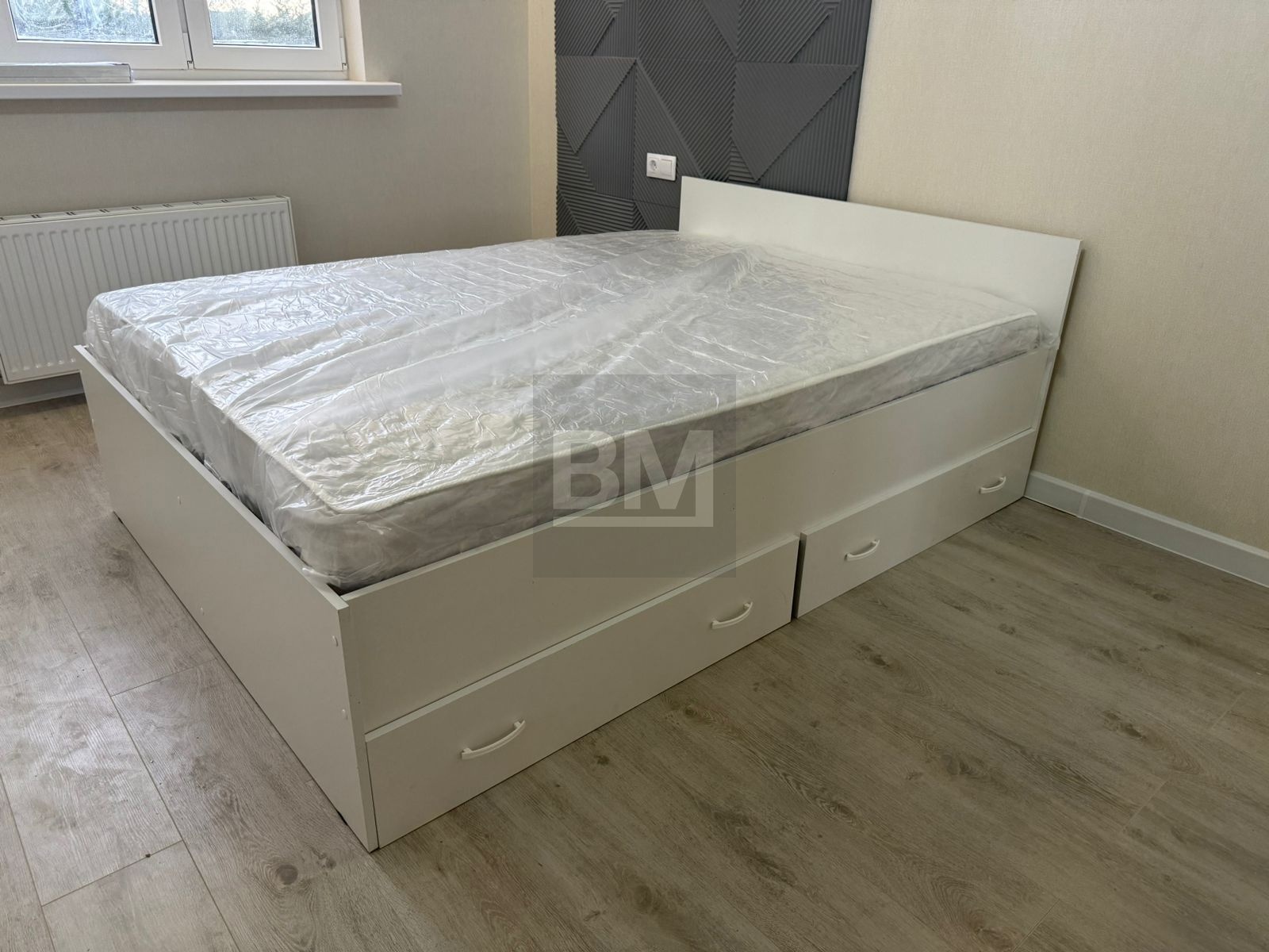 Двуспальная кровать с ящиками Амели 160х200, Белая